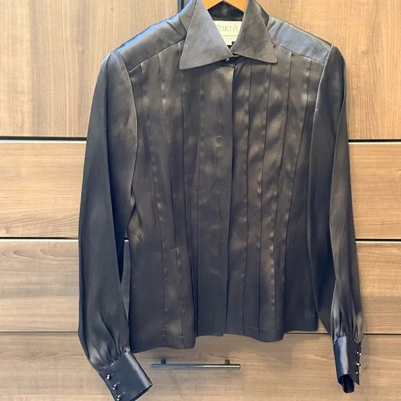 Vintage WORTH 100% Silk Black Button-Up Blouse - Picture 10 of 10